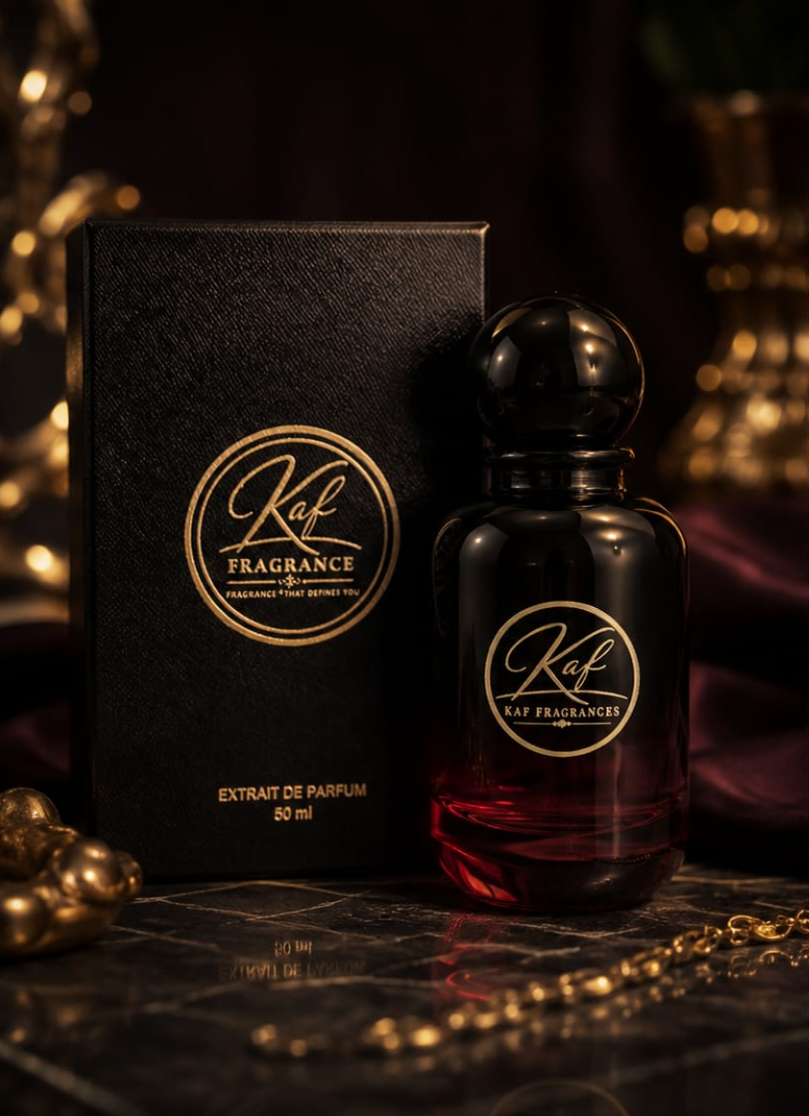 Noor e Musk Extrait de Parfum bottle next to white luxury box packaging