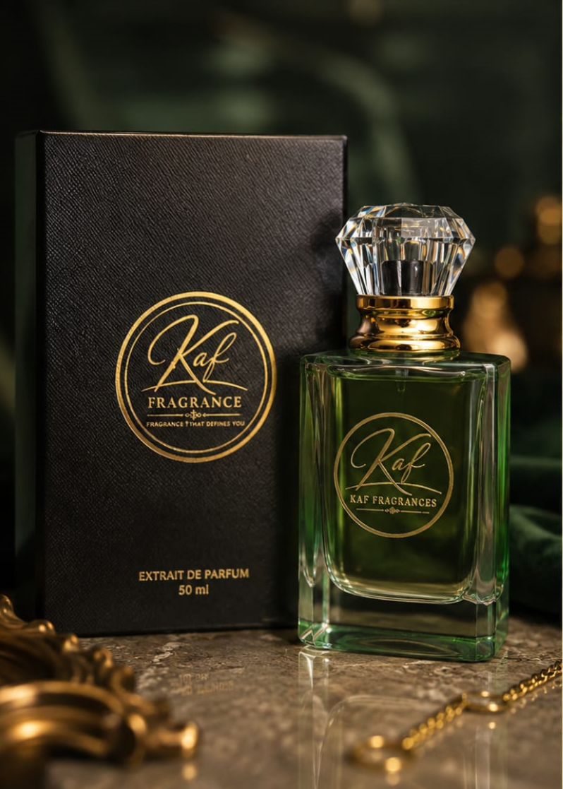 Close-up of KAF Fragrances Amber Jannat 50ml unisex luxury perfume spray.